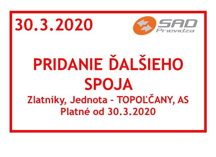 Pridanie spojov od 30.3.2020