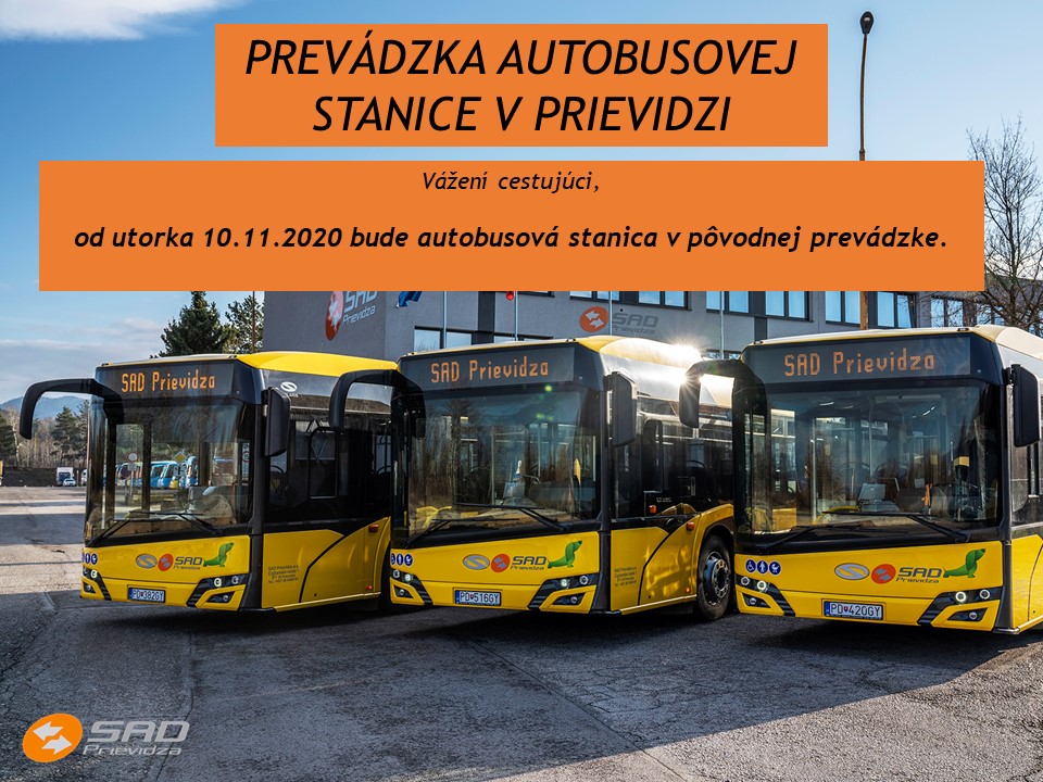 Od 10.11.2020 - autobusová stanica v Prievidzi v pôvodnej prevádzke