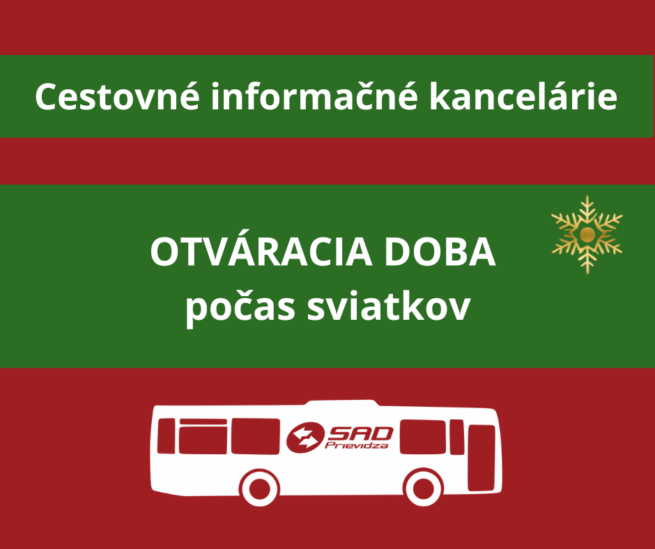 Od 23.12.2024 - 6.1.2025 - otváracie hodiny počas sviatkov - Cestovné informačné kancelárie