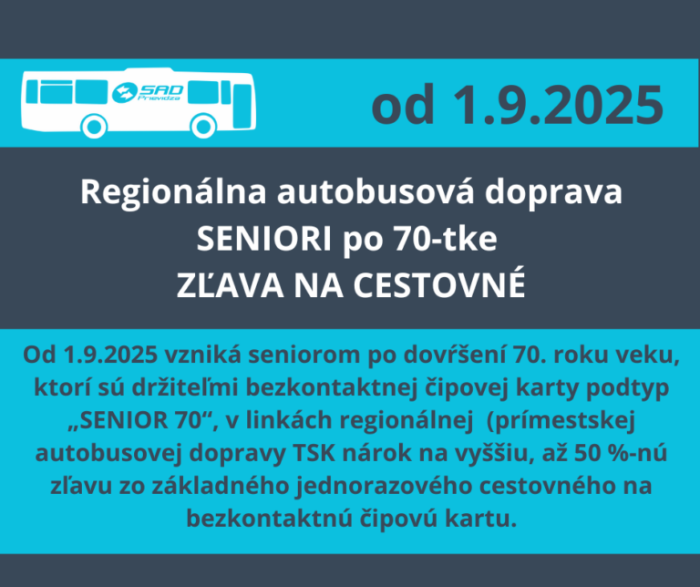 Sadpd Od 1.9.2025 - Seniori po 70-tke - zľava na cestovnom v regionálnej ...